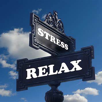 Signposts showing stress and relax signs