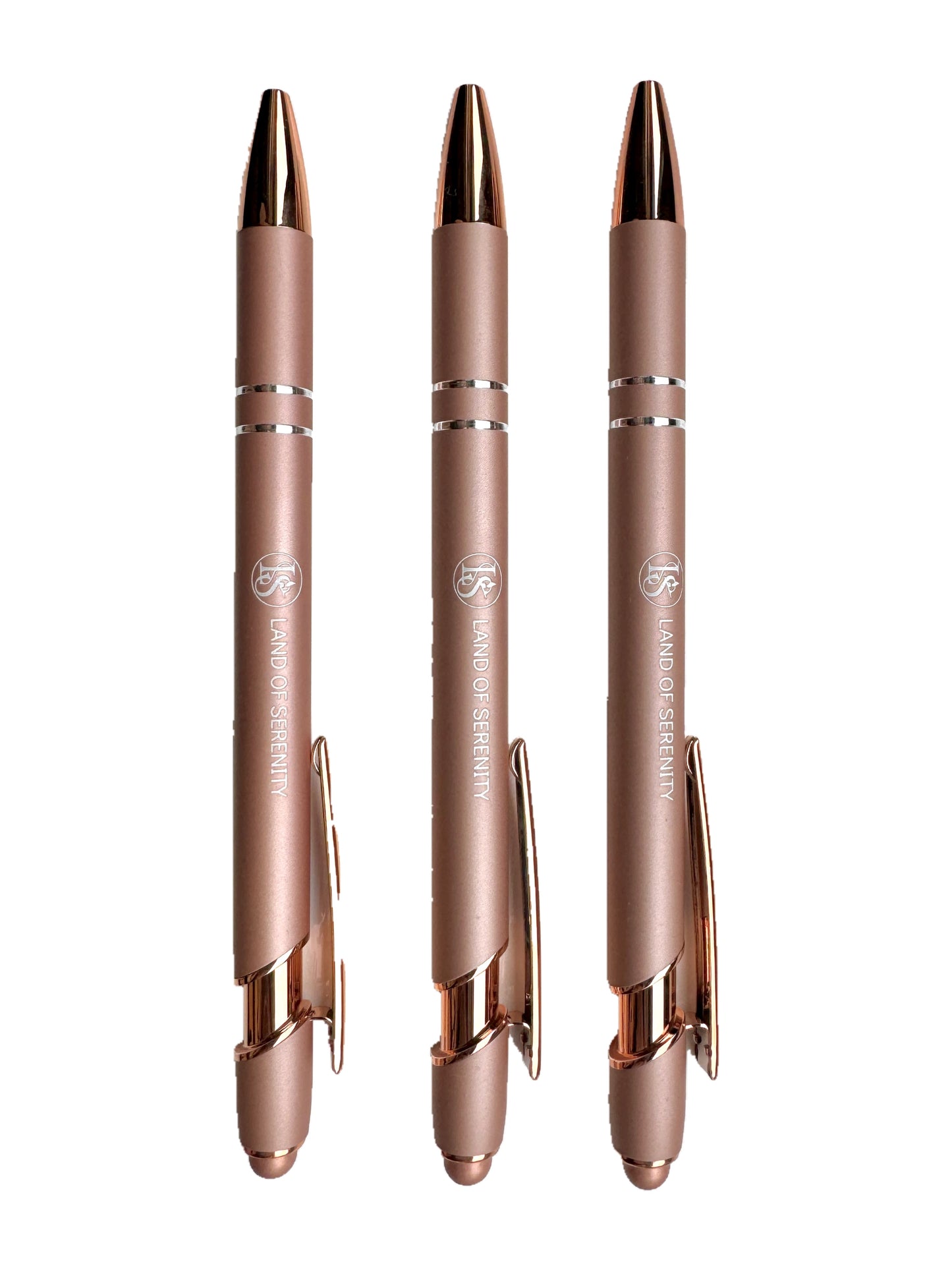 3 Luxury pens shown next o each other
