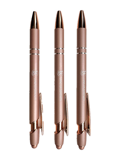 3 Luxury pens shown next o each other