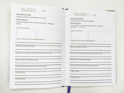 Self-love and confidence section Inside of the Manifestation Journal